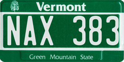 VT license plate NAX383