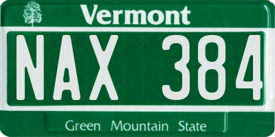 VT license plate NAX384