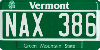 VT license plate NAX386