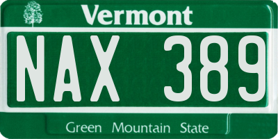 VT license plate NAX389