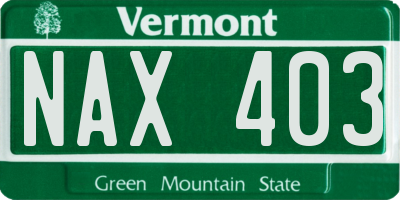 VT license plate NAX403
