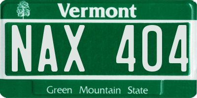 VT license plate NAX404