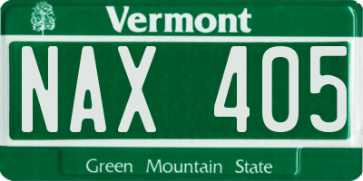 VT license plate NAX405