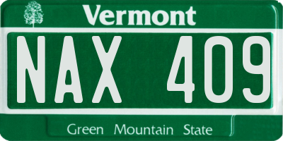 VT license plate NAX409