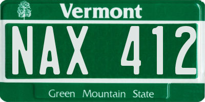 VT license plate NAX412