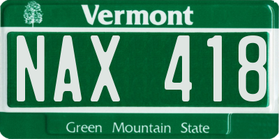 VT license plate NAX418