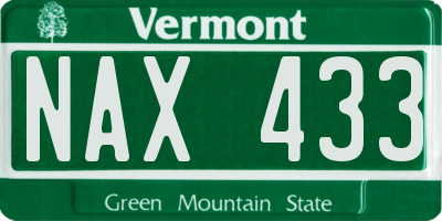 VT license plate NAX433