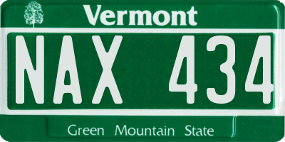 VT license plate NAX434