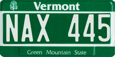 VT license plate NAX445