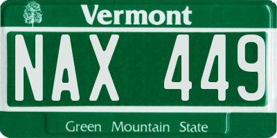 VT license plate NAX449