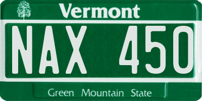 VT license plate NAX450