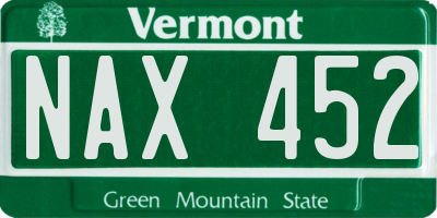 VT license plate NAX452