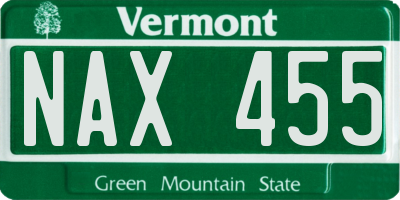 VT license plate NAX455