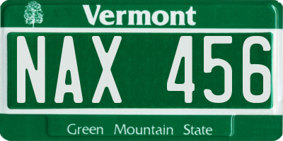 VT license plate NAX456