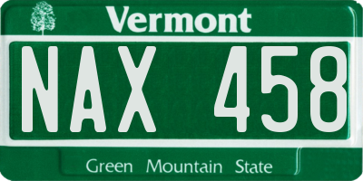 VT license plate NAX458
