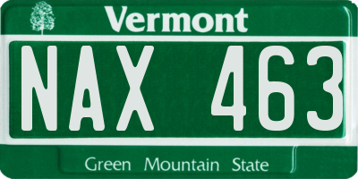 VT license plate NAX463