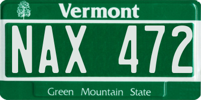 VT license plate NAX472