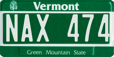 VT license plate NAX474