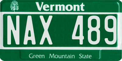 VT license plate NAX489