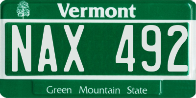 VT license plate NAX492