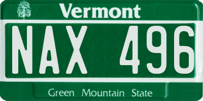 VT license plate NAX496