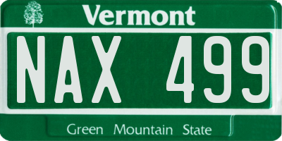 VT license plate NAX499