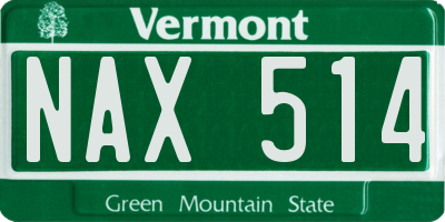 VT license plate NAX514