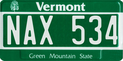 VT license plate NAX534