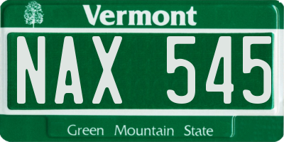 VT license plate NAX545