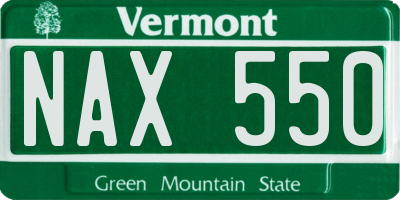 VT license plate NAX550