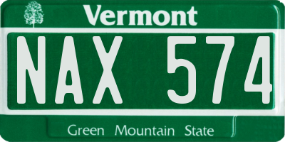 VT license plate NAX574