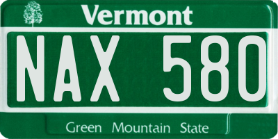 VT license plate NAX580