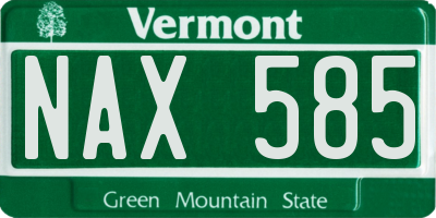 VT license plate NAX585