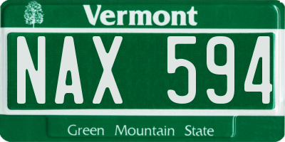 VT license plate NAX594
