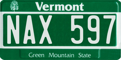 VT license plate NAX597