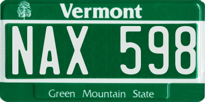 VT license plate NAX598