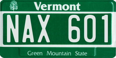VT license plate NAX601