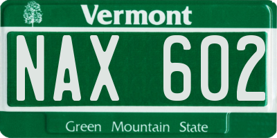 VT license plate NAX602