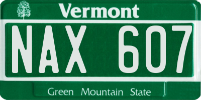 VT license plate NAX607