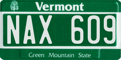 VT license plate NAX609
