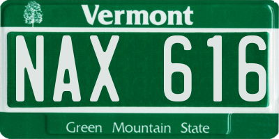 VT license plate NAX616