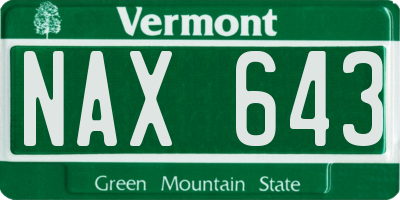 VT license plate NAX643