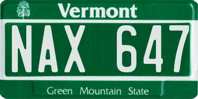 VT license plate NAX647