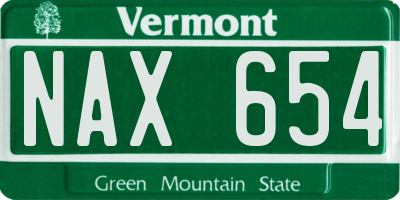 VT license plate NAX654