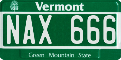 VT license plate NAX666