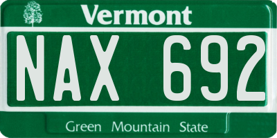 VT license plate NAX692