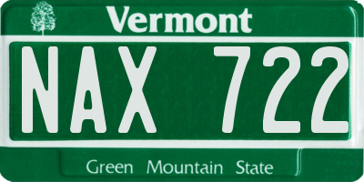 VT license plate NAX722
