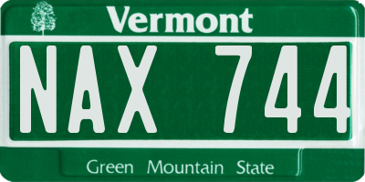 VT license plate NAX744