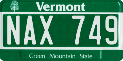 VT license plate NAX749
