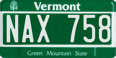 VT license plate NAX758